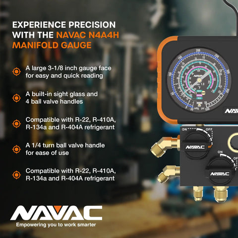 Tough As Nails 4 Valve Air Conditioning Manifold Gauge Set With Hose Lines Rock Solid Class One Accuracy Rubber Coated Steel Housing Pro Trade Refrigerant Diagnostic Kit For Techs And Homeowners