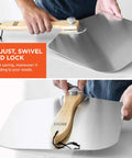 OUI aluminum pizza peel with foldable wooden handle, 12 x 14 inch blade for oven use.