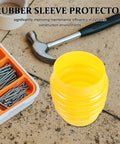 Beefed Up Heavy Duty Rubber Bellows Boot Dust Cover next to tools on construction site floor, universal fit