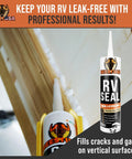 Heavy Duty Non Leveling RV Roof Lap Sealant Waterproof Caulk That Stays Put And Shuts Out Moisture Built Tough for sealing vertical surfaces.