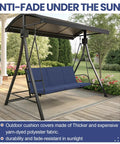 Cozy Up Your 3 Seat Outdoor Porch Swing Cushions Set With Waterproof Back Cushions And Anti Slip Liner on swing frame