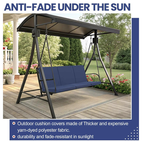 Cozy Up Your 3 Seat Outdoor Porch Swing Cushions Set With Waterproof Back Cushions And Anti Slip Liner on swing frame