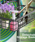 Upgraded Garden Hose Holder With Large Basket Heavy Duty And Sturdy Base Freestanding Hose Stand with tools and flowers