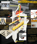 Rock Solid Automatic Carton Sealer Machine For Shipping Boxes And Cases Top And Bottom Continuous Tape Dispenser with adjustable handwheel.