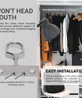 Hella Sturdy Closet Rod Center Supports, 3 Pack Chrome Oval Brackets on display with screws, ideal for preventing rod sagging.