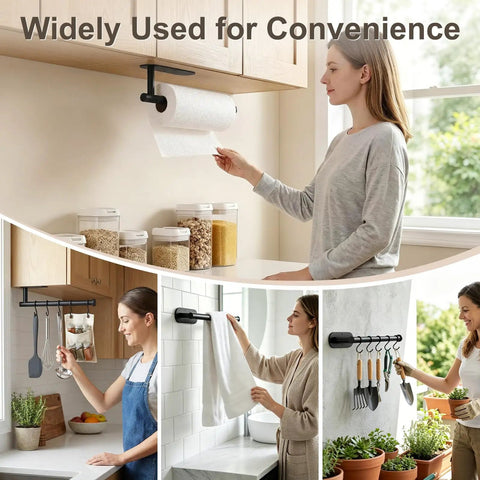 Boost Your Kitchen Game With This Hella Solid Two Pack Paper Towel Holder Using A Quick Self Adhesive Wall Mount in use.