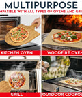 Game Changing Pizza Stone Set For Oven And Grill 15 By 12 Inches Three Piece Baking Stones shown in oven, grill, and outdoor use.