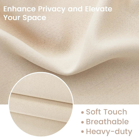 Close-up of Sidelight Door Curtain Panel For Front Door With Privacy, Thermal Insulated Tie Up Shade, French Window Covering, light beige