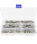 Heavy Duty 50 Piece 1/4 20 Phillips Pan Head Machine Screw Kit With Ridiculously Tough 304 Stainless Steel in organizer box.