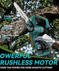 Two In One Cordless Mini Chainsaw With 800W Brushless Motor, 8 Inch And 6 Inch Cutting Bars, Auto Oiler, No Battery Included in use