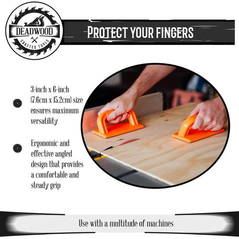 Person using Table Saw Push Block And Jointer Push Block Two Pack For Woodworking No Slip Grip Easy Feeding Of Your Workpiece Along The Fence Help You Make Accurate Cuts And Easy Material Handling In DIY Projects And Cabinets on table saw