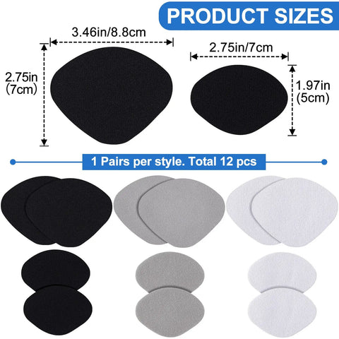Self Adhesive Shoe Repair Patches Kit For Holes In Sneakers And Leather Shoes, 12 inner patches in black white gray shown