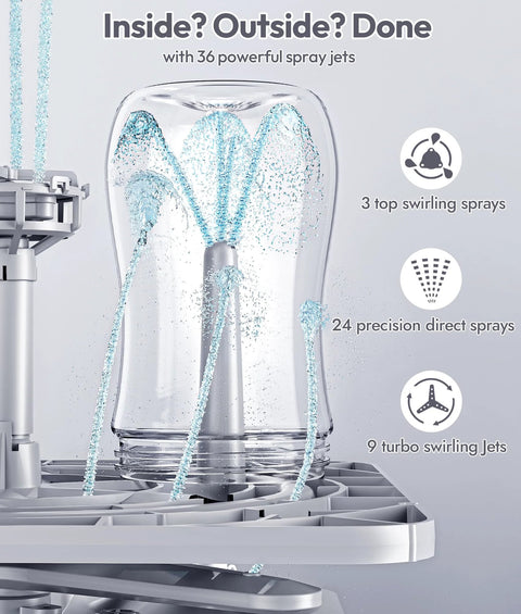 NCVI large baby bottle washer sterilizer and dryer with clear chamber; holds 6 bottles and pump parts.