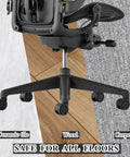 Black office chair with Office Chair Wheels With Brakes 2.36 Inch Diameter Locking Caster Replacement Set Of Five for various floors.