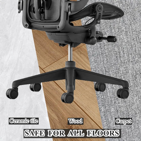 Silky Smooth Office Chair Casters With 10mm Stem And 22mm Shaft Slick Swivel Rollers for diverse floors like wood, carpet, and ceramic.