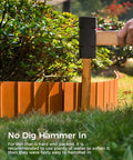 Hammer installing Cor-Ten Garden Edging Border Set, 6 Pack 5.5 Inch Tall by 40 Inch Long Panels, Pre-Rusted No-Dig