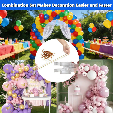10 Pack Transparent Balloon Arch Clips for Effortless Balloon Garlands and Backdrops with 200 Stretchy Rubber Bands