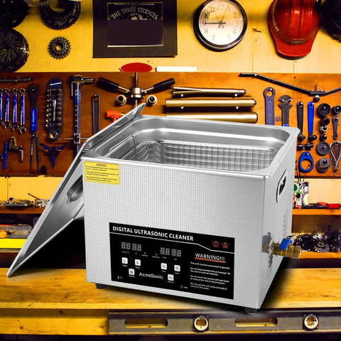 Ultrasonic Cleaning Machine 15L Digital Parts Cleaner With Timer 40kHz Pro Grade Stainless Steel 304 in workshop setting