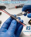 100 Piece Plug In Wire Connectors For Quick 1 Second Connections Genderless Snap Together Quick Connectors That Click In No Time No Tools Needed Easy DIY Electrical Wiring Replacement Kit Durable Safe And Reliable used on red and black wires