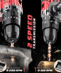Heavy Hitter Cordless Drill Compatible With Milwaukee 18V Tool Only showcasing 2-speed transmission with drill chuck and metal.