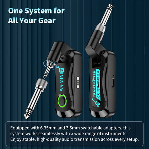 Wireless Guitar System With Charging Case For Electric Guitar And Bass Two Point Four GHz Transmitter And Receiver