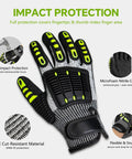 Heavy Duty Work Gloves For Men With ANSI Cut Level A5 Protection, TPR Knuckle Guards and Nitrile Coated Palm