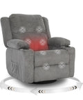 Ultimate 360 Degree Swivel Rocker Recliner With Heat And Massage For Nursery And Living Room Kid Friendly USB Port Cup Holders