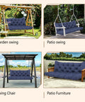 Extra Thick 5 Inch Waterproof Porch Swing Cushions For 60 Inch Three Seater Outdoor Swing With Backrest Ties Navy Blue Fade Resistant Outdoor Patio Bench Cushions