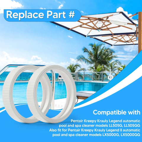 Upgraded Rubber Tire With Treads Replacement For Pentair Legend Pool Cleaner Wheel Rubber Tire Set For Automatic Pool And Spa Cleaner LL105 LL505G LL505GG 360007 LLC1 4 Pack