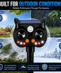 Solar Ultrasonic Animal Repeller With LED Strobe, Motion Sensor, And Adjustable Volume For Yard Deterrence Against Deer, Cats, Skunks, Squirrels, Raccoons Fortress Pro 4 Pack, waterproof outdoor view