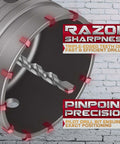 Concrete hole saw disc with spiral cutting edge, metal body and red edge clips, 110mm diameter.