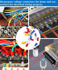 Insulated Wire Crimp Connectors Assortment Kit with Ring, Spade, Butt, and Quick Disconnect Terminals in action on circuits