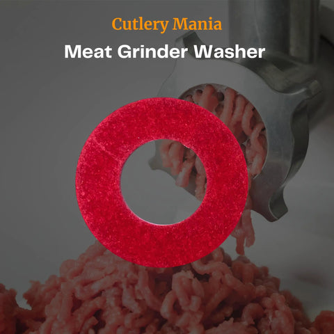 Fiber Thrust Washer For Number 12 Meat Grinders, 4 Pack, Compatible With Hobart LEM Biro Torrey Pro-Cut Weston Avantco And More, 1-5/16 Inch Outer Diameter By 3/4 Inch Inner Diameter By 0.125 Inch Thick, Commercial Replacement Part, red fiber washer shown