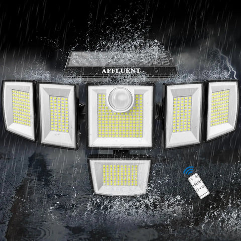 6 Head Solar Motion Sensor Flood Light Outdoor Wall Light 3200Lm 496 LEDs 3 Modes IP65 Waterproof in rain
