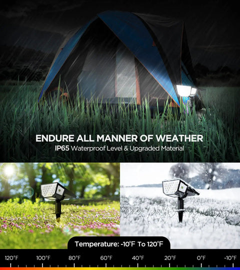 2 Pack Super Bright Solar Spot Lights Outdoor For Your Lit Yard And Pathway IP65 waterproof in various weather conditions