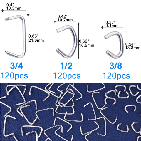 Pro Grade Hog Ring Pliers Kit With Four Hundred Eighty Pieces Galvanized Hog Rings in 3/4, 1/2, 3/8 inch sizes image
