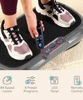 Waver Vibration Plate Exercise Machine with High Intensity Full Body Vibration for Muscle Activation, user adjusting remote control