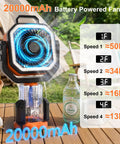 Cordless Portable Standing Fan With 20000mAh Battery, LED Lantern And Remote for camping, table setup