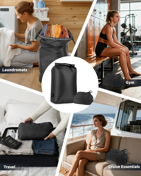 Travel Laundry Bag With Pump Free Vacuum Compression Large Waterproof Wet And Dry Bag For Suitcases And Cruises in use