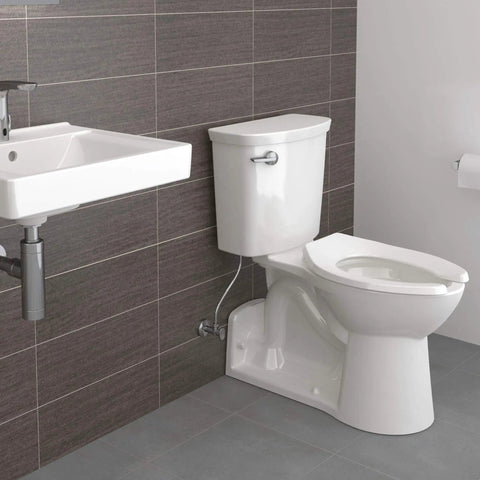 Bathroom with Elongated Plastic Toilet Seat With Stainless Steel Hinge For Commercial Use, Open Front, Seat Only, Easy Installation.