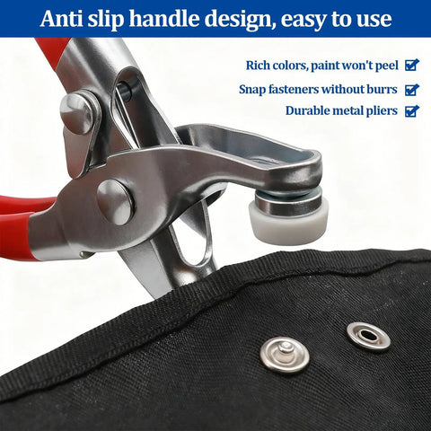 200 Sets Snap Button Kit With 10 Colors Metal Snaps Pliers And Fastener Parts No Hammer Needed Easy To Use on fabric