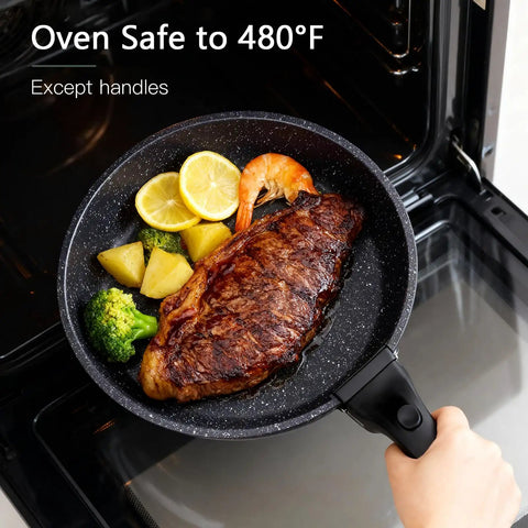 Ceramic Pots And Pans Set With Detachable Handle For Easy Cleanup Nonstick Cookware That Is PFAS Free PFOA Free PTFE Free