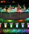 Solar Powered RGB Pool Lights For Above Ground Pools Auto Color Changing LEDs, IP65 Waterproof, 6 Pack, Frame Pool Decor
