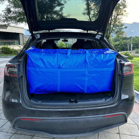 Massive 66 Gallon Extra Large Storage Bag With Zipper And Tough Handles in car trunk, Heavy Duty Foldable Duffle Bag, Waterproof