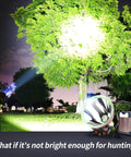 Coon Hunting Lights High Power LED Headlamp with 22000mAh Rechargeable Battery illuminating a tree at night
