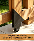 Heavy Duty Sliding Gate Kit With Smooth Rolling Wheels For Fences Workhorse Wood Gate Hardware Anti Sag System DIY Install Fits Gates 1 To 2 Inches Thick Durable Galvanized Steel Construction on wooden fence gate