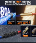 Ten Pcs 10 To 6 AWG Wire Connector Nut Kit With 80A Rating, Quick Splice Brass Connectors, heat shrink terminals visible