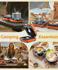 Kickass Two Burner Propane Camping Stove With Windproof Shield Portable Folding Gas Burner Road Trip Ready Cookout Setup cooking outdoors