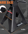 TONDA 3-ton jack stands, black steel, extra-tall with large base; side view with brand logo