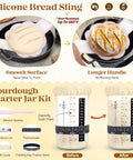 Pink Sourdough Bread Making Kit with silicone bread sling and starter jar kit with measurements and spatula for home bakers.